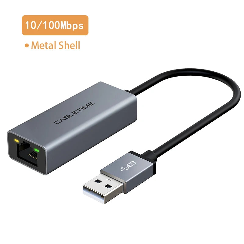 USB-A to Gigabit Ethernet Adapter – 1000Mbps, Plug & Play for MacBook & Laptop