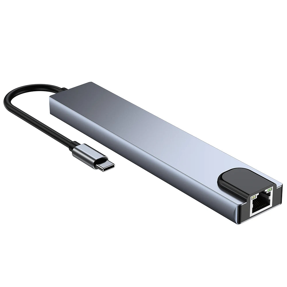 8-in-1 USB-C Docking Station – 4K HDMI, Gigabit-Style RJ45, SD/TF Card Reader, 100W PD