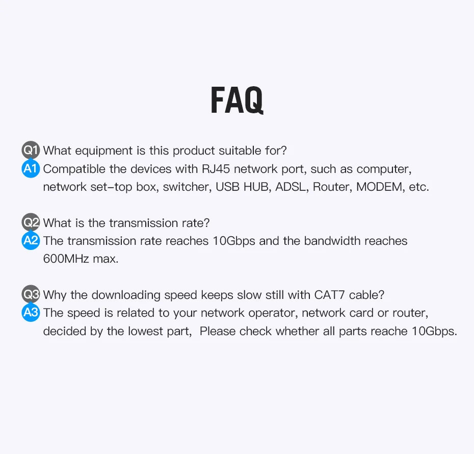 Vention Cat7 Ethernet Cable — 10Gbps SSTP RJ45, Flat or Round, 0.3m–20m