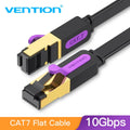 Vention Cat7 Ethernet Cable — 10Gbps SSTP RJ45, Flat or Round, 0.3m–20m