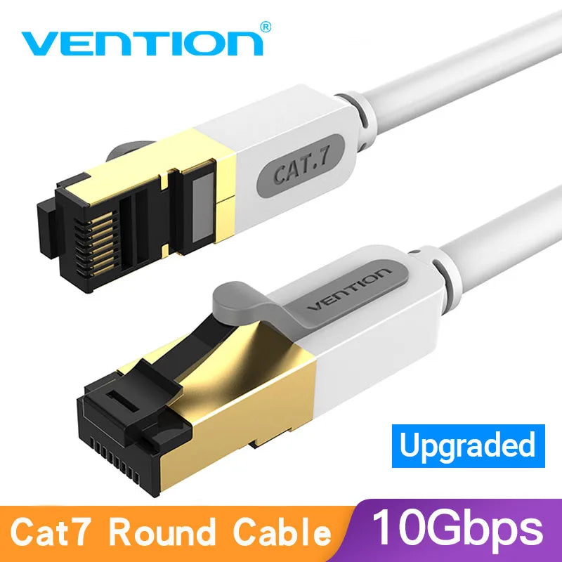 Vention Cat7 Ethernet Cable — 10Gbps SSTP RJ45, Flat or Round, 0.3m–20m