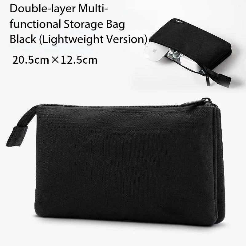 Portable Tech Accessory Storage Bag – PU Leather Case for Cables, Chargers & Hard Drives