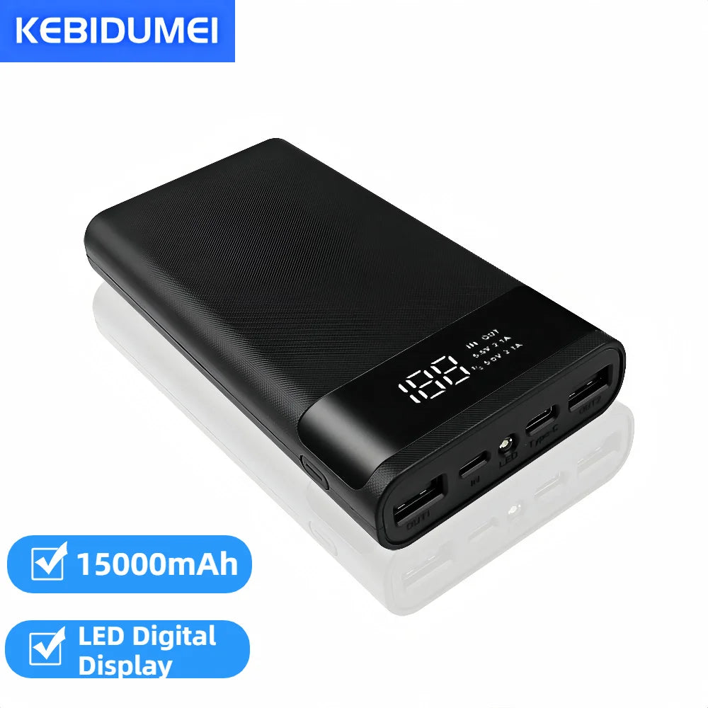 DIY 6x18650 Battery Power Bank Case – Dual USB & Type-C, LCD Display