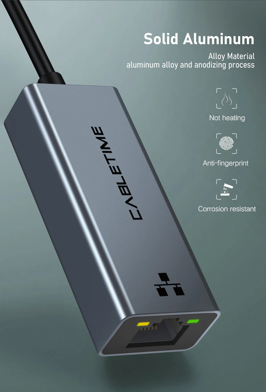 USB-A to Gigabit Ethernet Adapter – 1000Mbps, Plug & Play for MacBook & Laptop