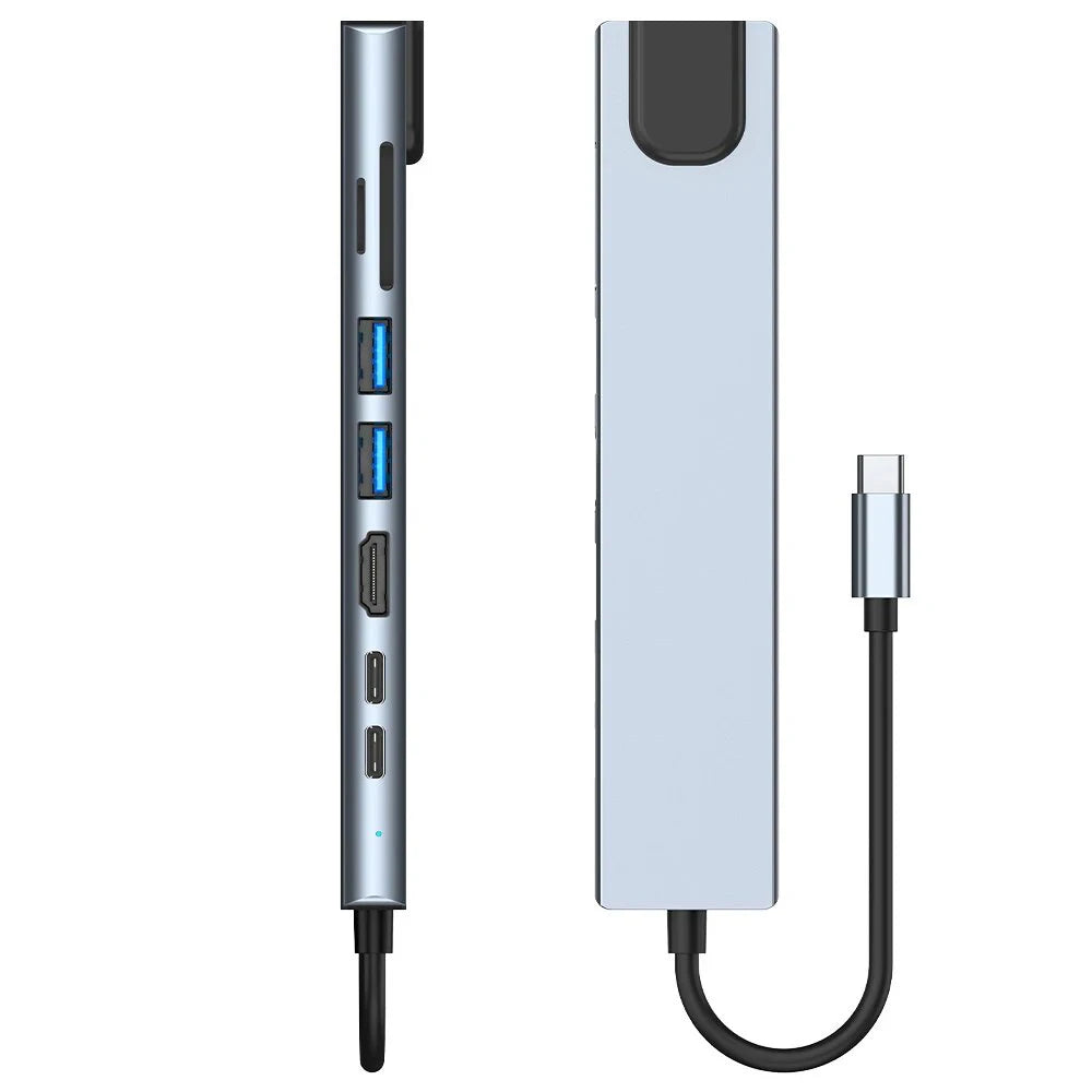 8-in-1 USB-C Docking Station – 4K HDMI, Gigabit-Style RJ45, SD/TF Card Reader, 100W PD