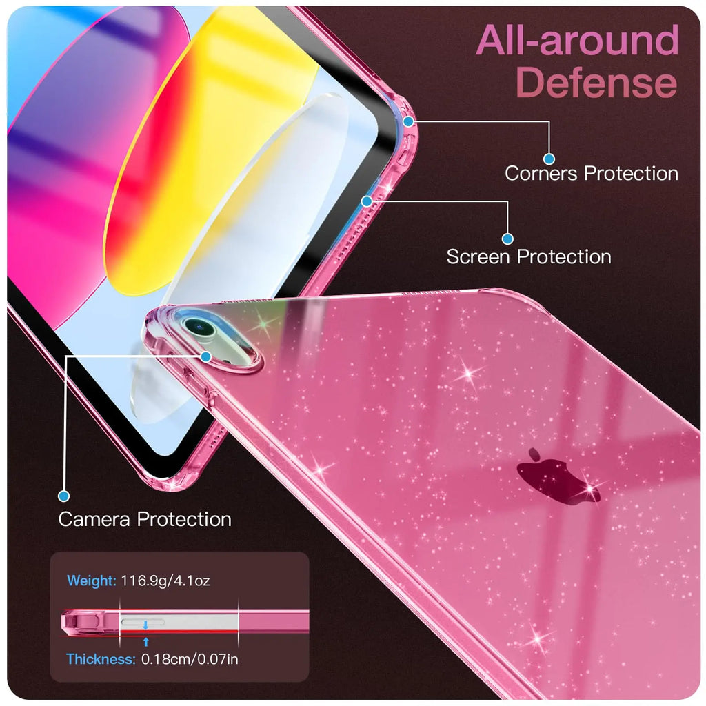 Shimmering Glitter iPad Case – Airbag Silicone, Fits iPad Air, Mini & Pro