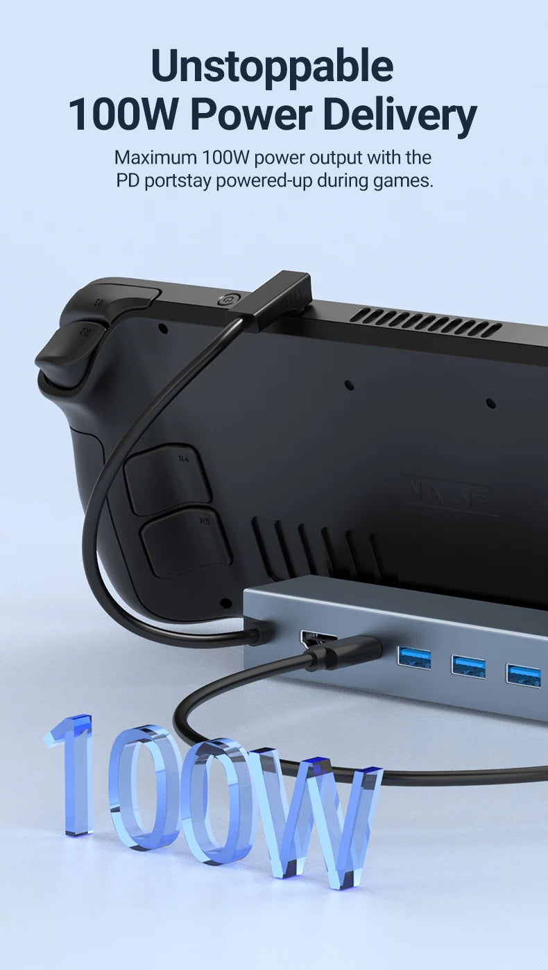 5-in-1 USB-C Docking Station – 4K HDMI, 100W PD, USB Hub for Switch, Steam Deck & Laptops