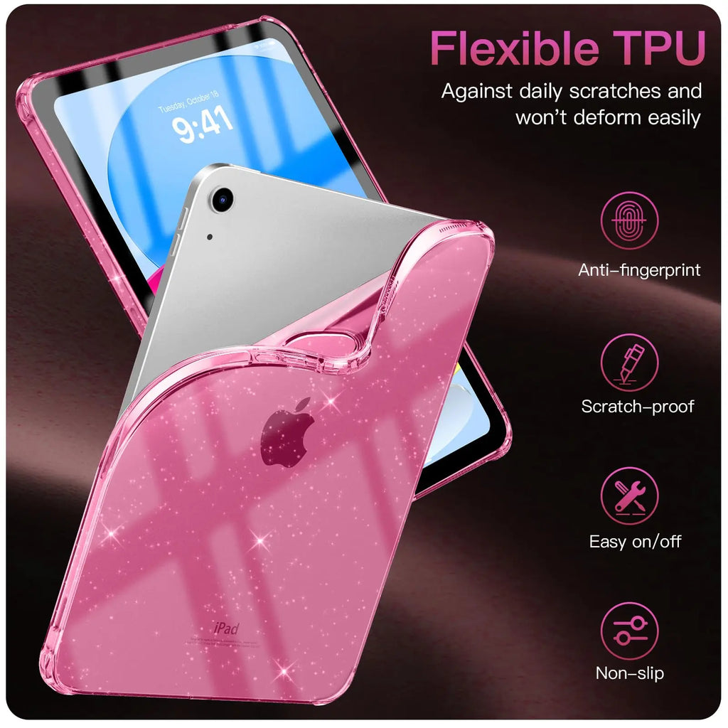 Shimmering Glitter iPad Case – Airbag Silicone, Fits iPad Air, Mini & Pro