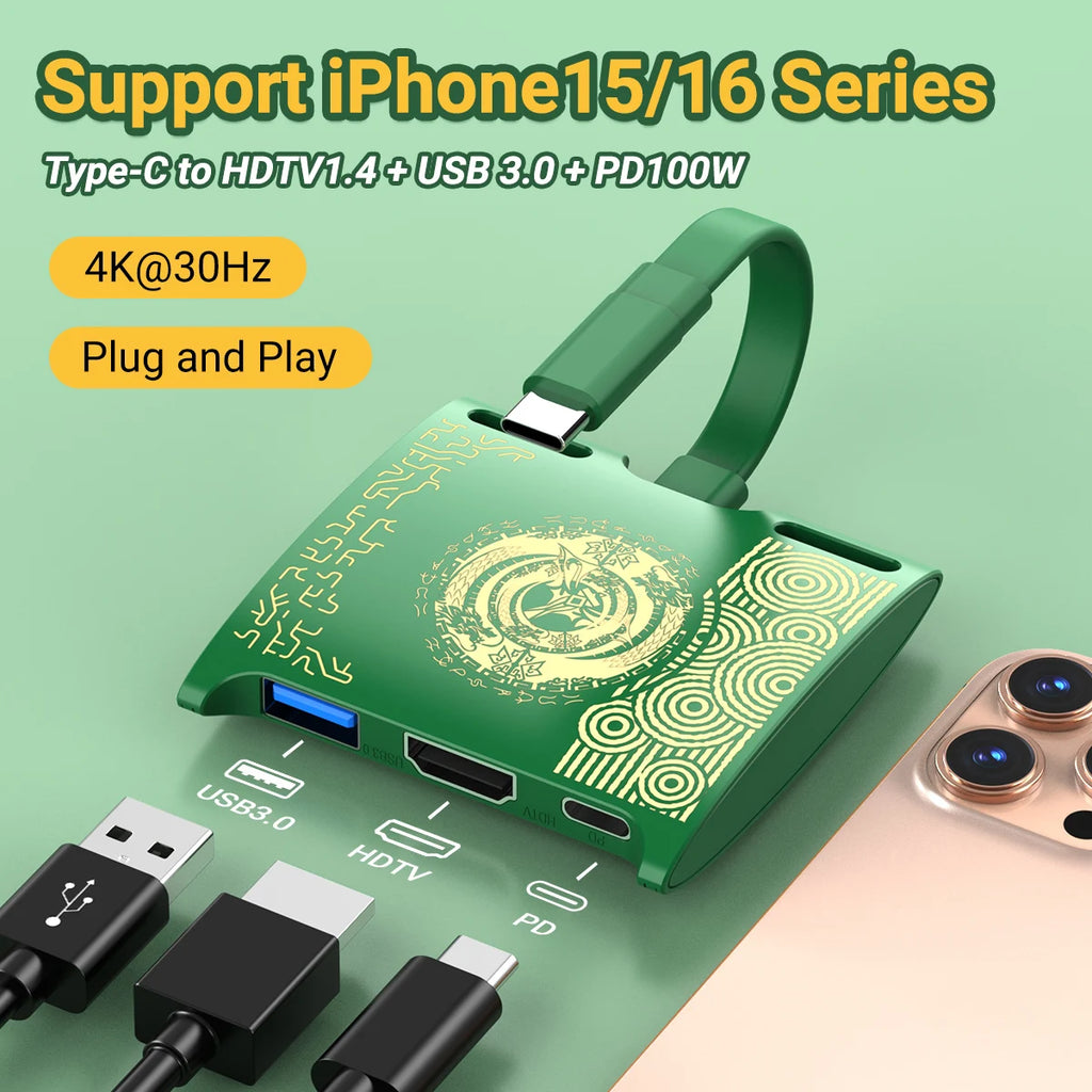 5-in-1 USB-C Docking Station – 4K HDMI, 100W PD, USB Hub for Switch, Steam Deck & Laptops