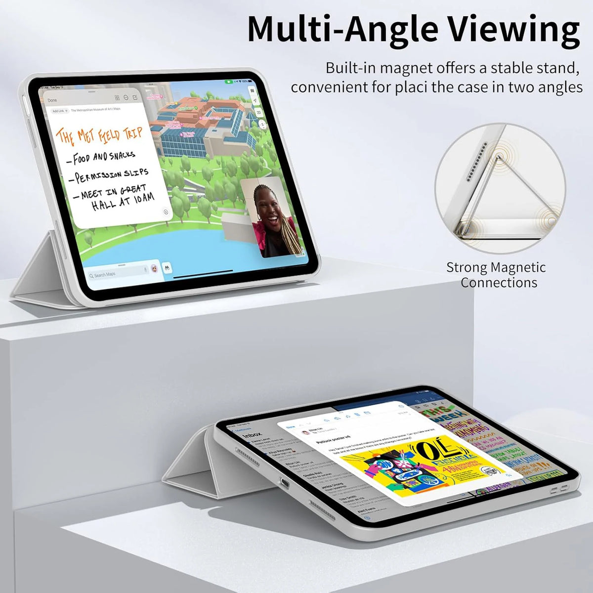 Tri-fold iPad Pro 12.9" Case – Magnetic Stand, PU Leather, 2018–2022