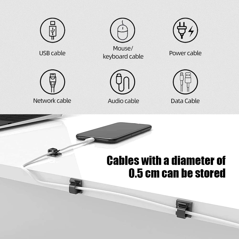 163-Piece Cable Management Kit – Clips, Sleeves & Adhesive Cord Holders