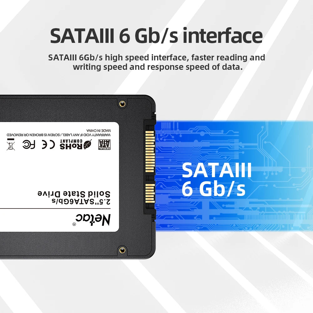 Netac Internal SSD — SATA III 2.5”, 128GB to 2TB, Up to 560MB/s for Laptop & Desktop