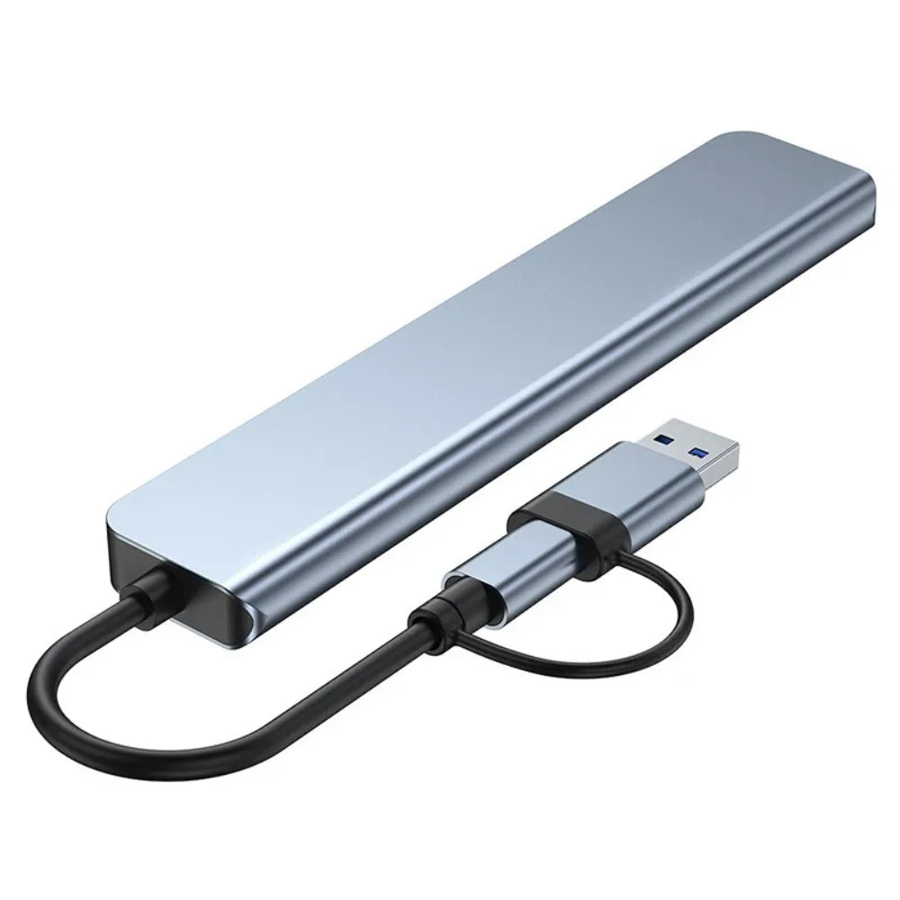 8-in-2 USB-C & USB-A Docking Hub – 3.5mm Audio, SD/TF Card Reader, USB 3.0