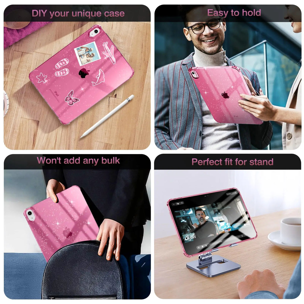 Shimmering Glitter iPad Case – Airbag Silicone, Fits iPad Air, Mini & Pro