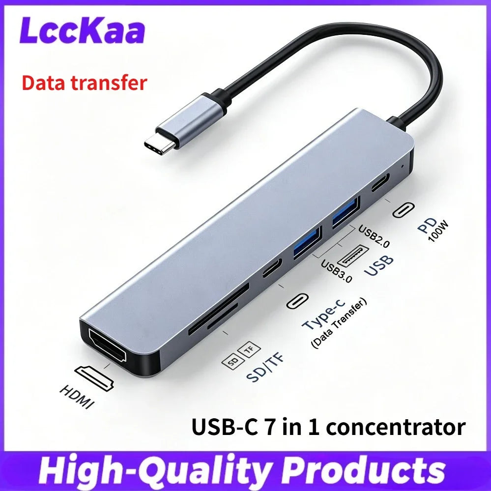 8-in-2 USB-C & USB-A Docking Hub – 3.5mm Audio, SD/TF Card Reader, USB 3.0