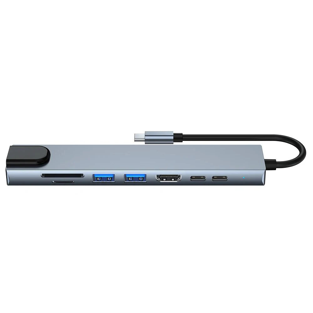 8-in-1 USB-C Docking Station – 4K HDMI, Gigabit-Style RJ45, SD/TF Card Reader, 100W PD