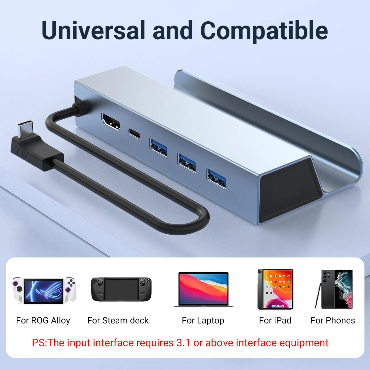 5-in-1 USB-C Docking Station – 4K HDMI, 100W PD, USB Hub for Switch, Steam Deck & Laptops