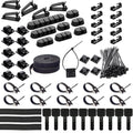 163-Piece Cable Management Kit – Clips, Sleeves & Adhesive Cord Holders