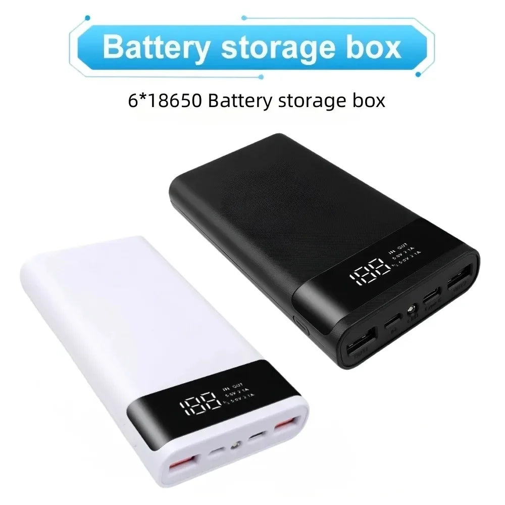 DIY 6x18650 Battery Power Bank Case – Dual USB & Type-C, LCD Display