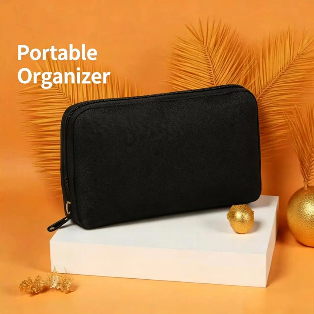 Portable Tech Accessory Storage Bag – PU Leather Case for Cables, Chargers & Hard Drives