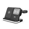 4-in-1 Desktop Wireless Charging Station with Digital Clock — 15W Qi, USB-A Port