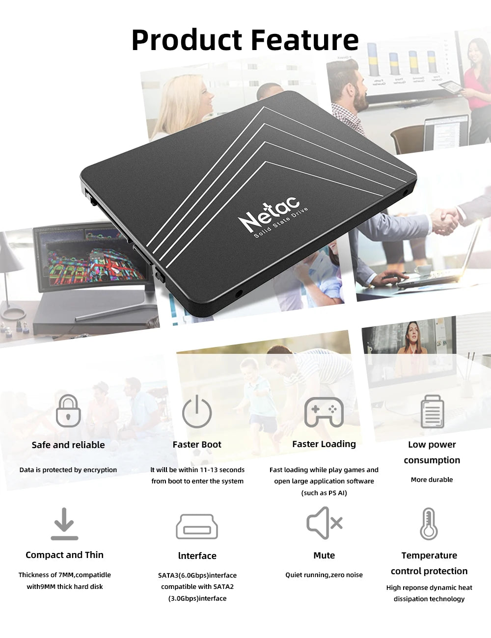 Netac Internal SSD — SATA III 2.5”, 128GB to 2TB, Up to 560MB/s for Laptop & Desktop