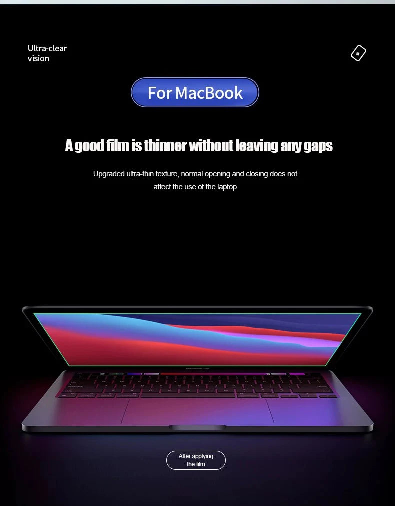 MacBook Screen Protector – Ultra-Clear Soft Film for Air & Pro 11–16"