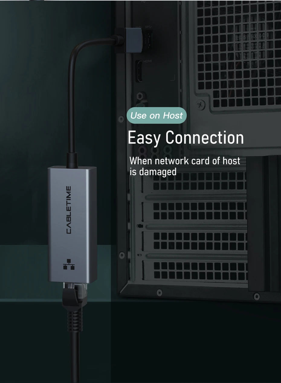 USB-A to Gigabit Ethernet Adapter – 1000Mbps, Plug & Play for MacBook & Laptop