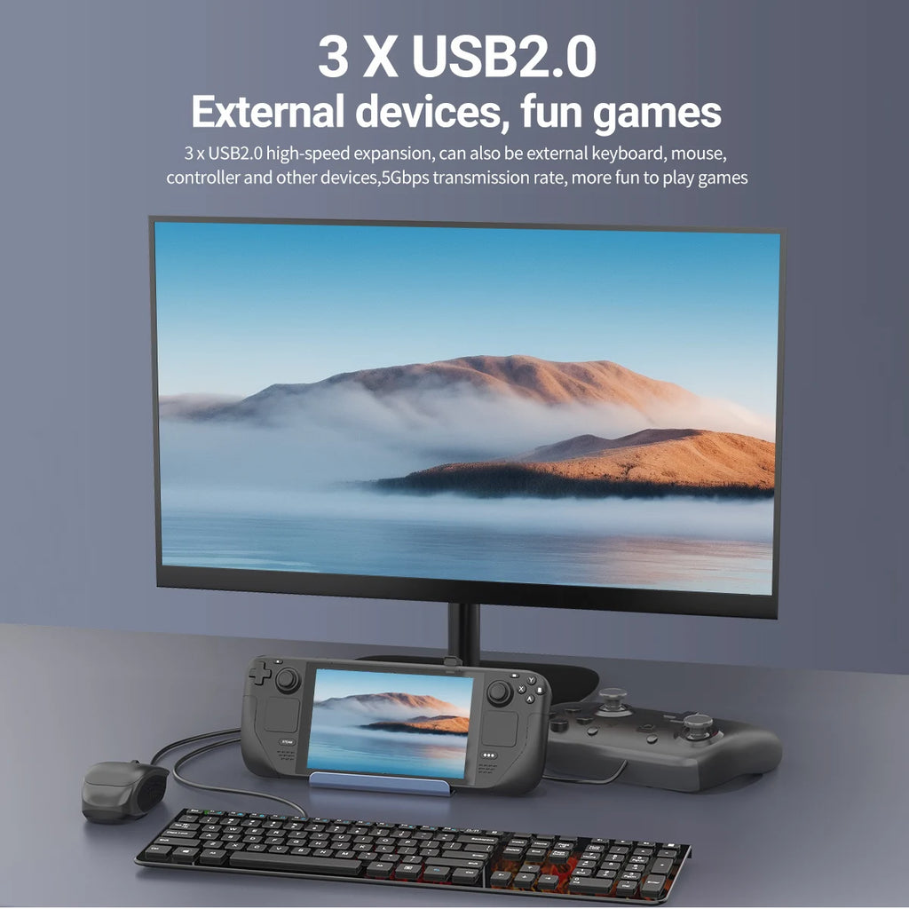 5-in-1 USB-C Docking Station – 4K HDMI, 100W PD, USB Hub for Switch, Steam Deck & Laptops