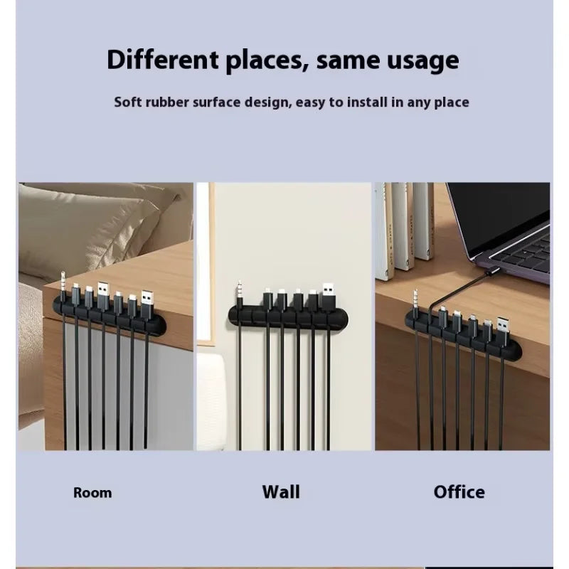 Desktop Cable Organizer Clips – Self-Adhesive Cord Holders, 3-Pack